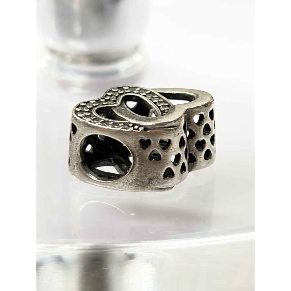 ENTWINED LOVE Genuine PANDORA Silver Valentine HEARTS Charm 791880CZ